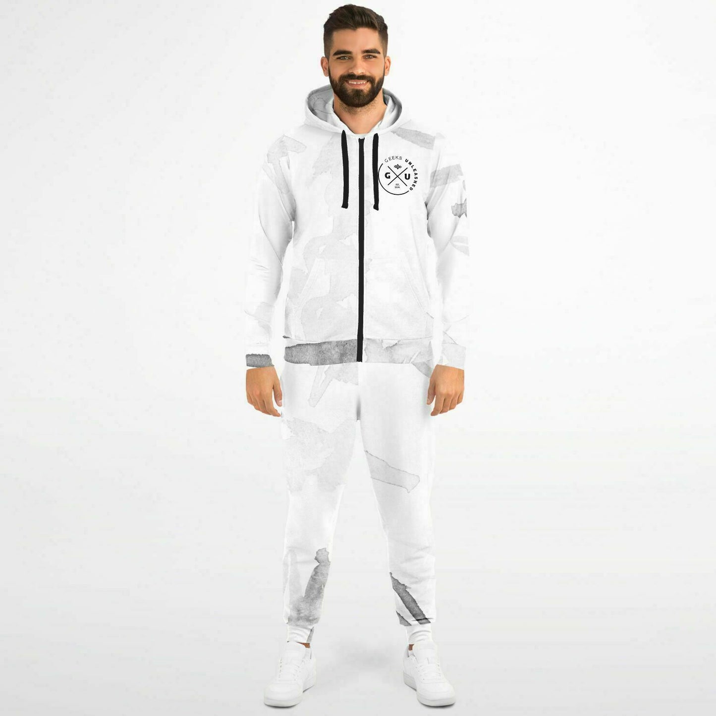 All Over Print Fashion Zipped Hoodie & Jogger Set