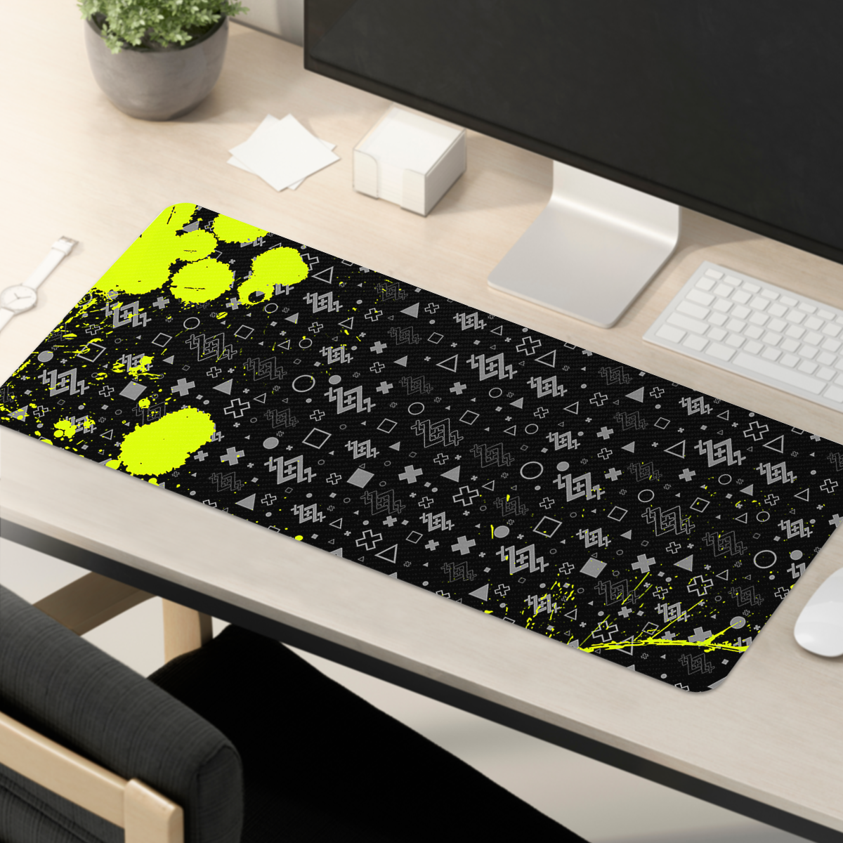 GU 'Gaming Icons' Green Splash Large Mouse Pad