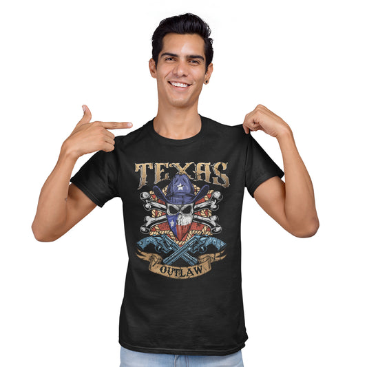Men's Texas Outlaw Skull and Bones T-Shirt