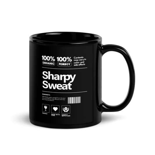 Sharpy Dot 'Sharpy Sweat' Black Glossy Mug