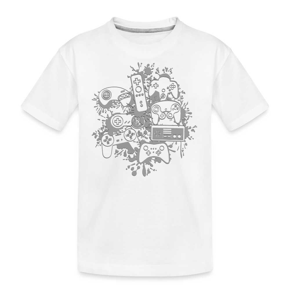 GU 'Controller Splash (Gray)' Youth Premium Organic T-Shirt - white