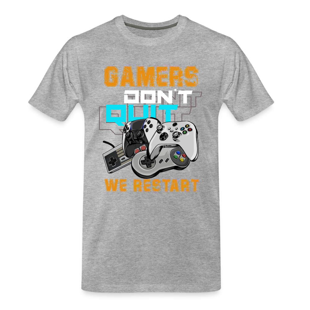GU 'Gamers Don't Quit' Men’s Premium Organic T-Shirt - heather gray