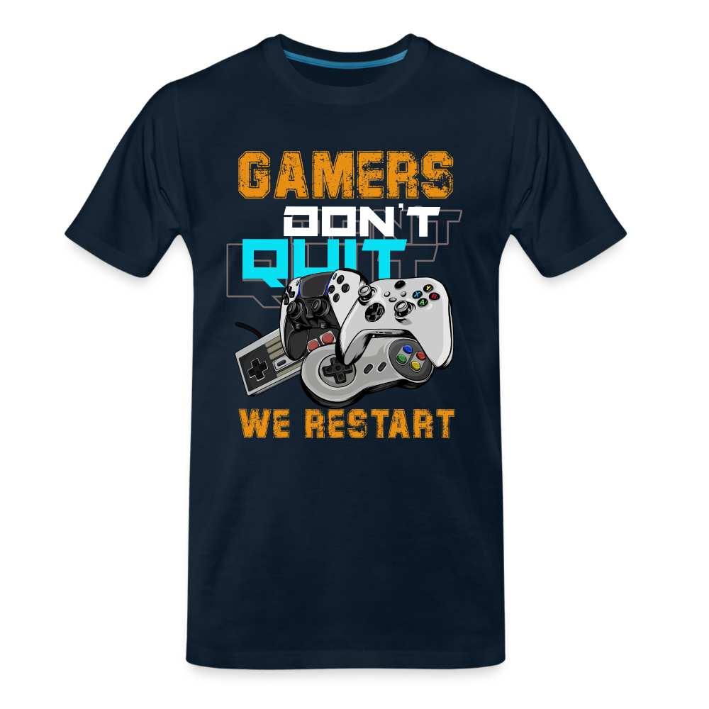 GU 'Gamers Don't Quit' Men’s Premium Organic T-Shirt - deep navy