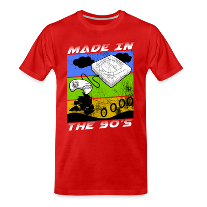 GU 'Made in the 90's' Men’s Premium Organic T-Shirt  - White - red