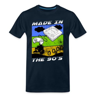 GU 'Made in the 90's' Men’s Premium Organic T-Shirt  - White - deep navy