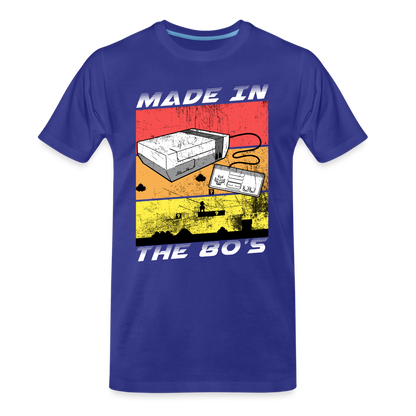 GU 'Made in the 80's' Men’s Premium Organic T-Shirt  - White - royal blue