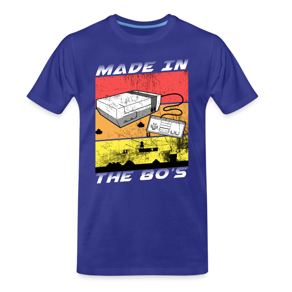 GU 'Made in the 80's' Men’s Premium Organic T-Shirt  - White - royal blue