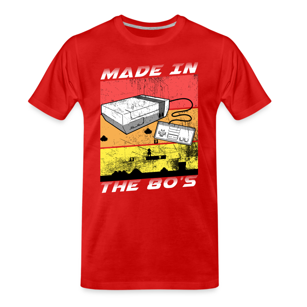GU 'Made in the 80's' Men’s Premium Organic T-Shirt  - White - red