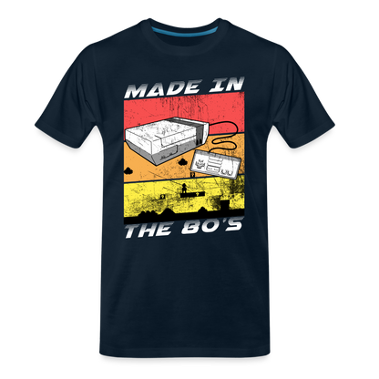 GU 'Made in the 80's' Men’s Premium Organic T-Shirt  - White - deep navy