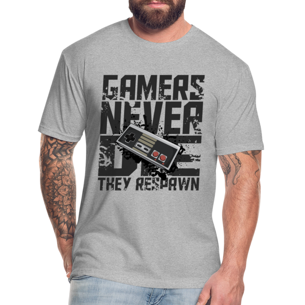 GU 'Gamers Never Die' Fitted T-Shirt - NES - heather gray