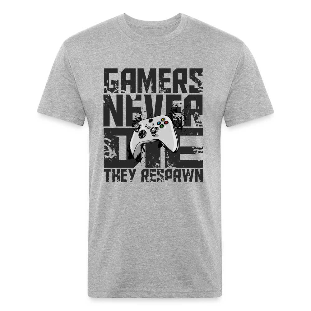 GU 'Gamers Never Die' Fitted T-Shirt- XBOX - heather gray
