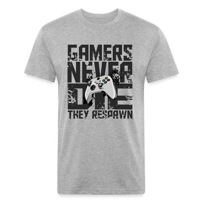 GU 'Gamers Never Die' Fitted T-Shirt- XBOX - heather gray
