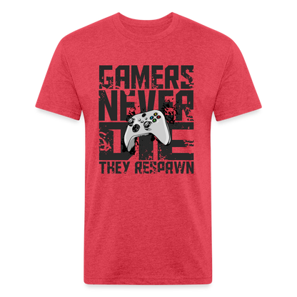 GU 'Gamers Never Die' Fitted T-Shirt- XBOX - heather red