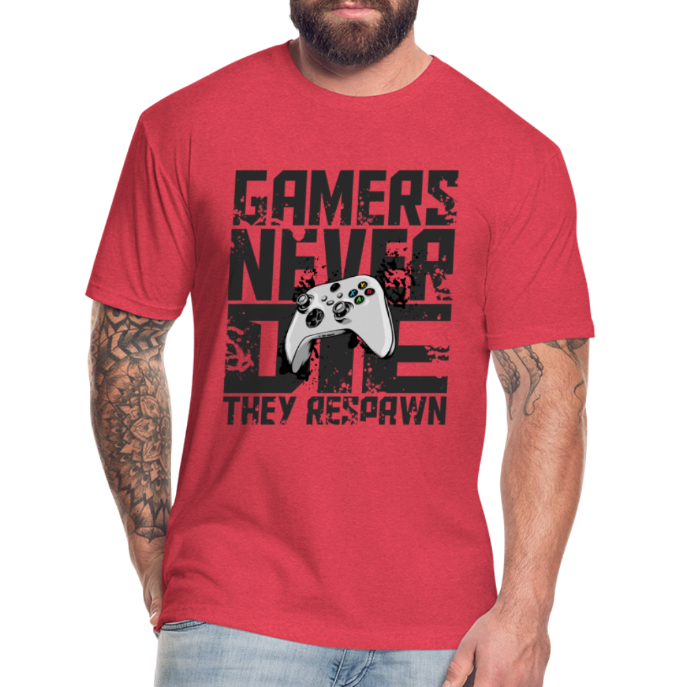 GU 'Gamers Never Die' Fitted T-Shirt- XBOX - heather red