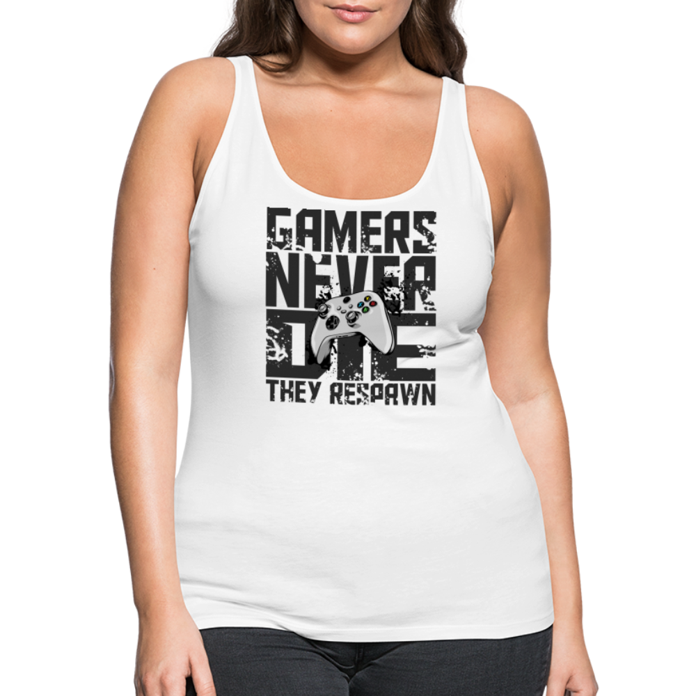 GU 'Gamers Never Die' Women’s Premium Tank Top- XBOX - white