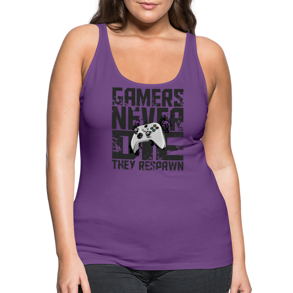 GU 'Gamers Never Die' Women’s Premium Tank Top- XBOX - purple