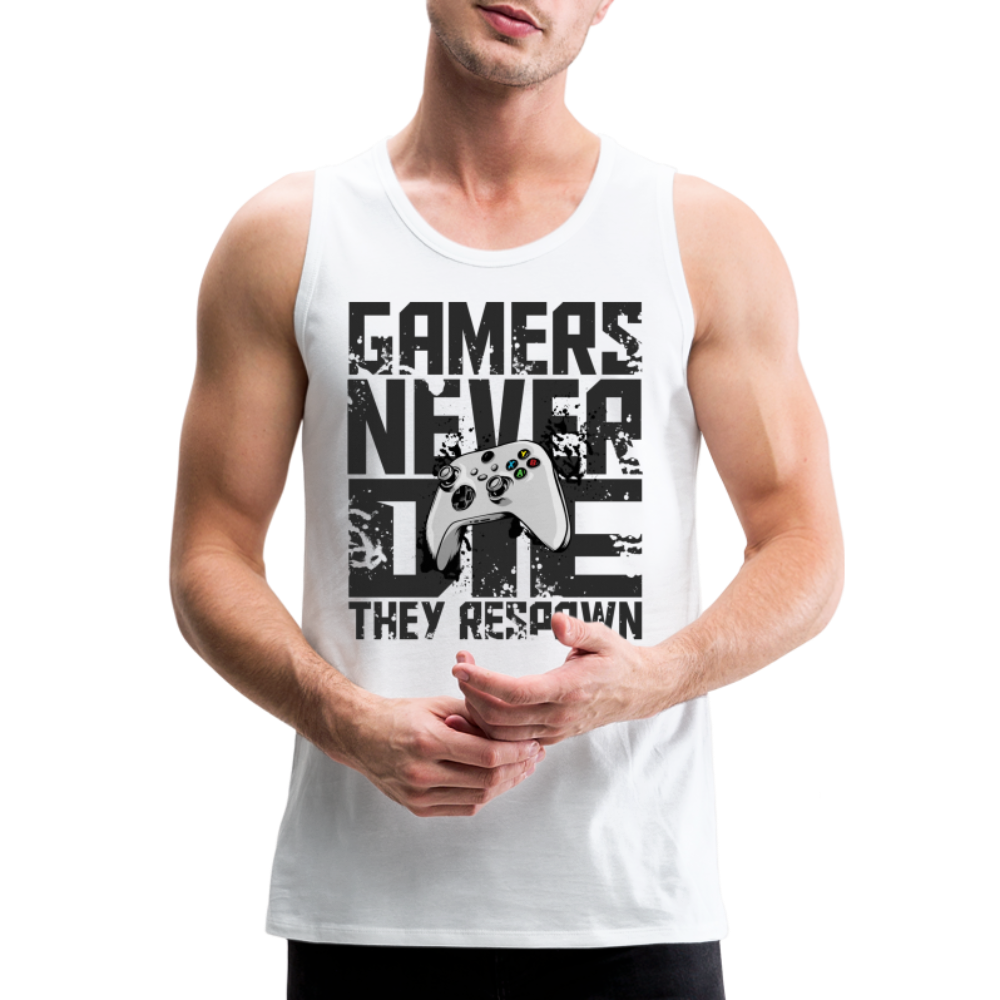 GU 'Gamers Never Die' Men’s Premium Tank- XBOX - white