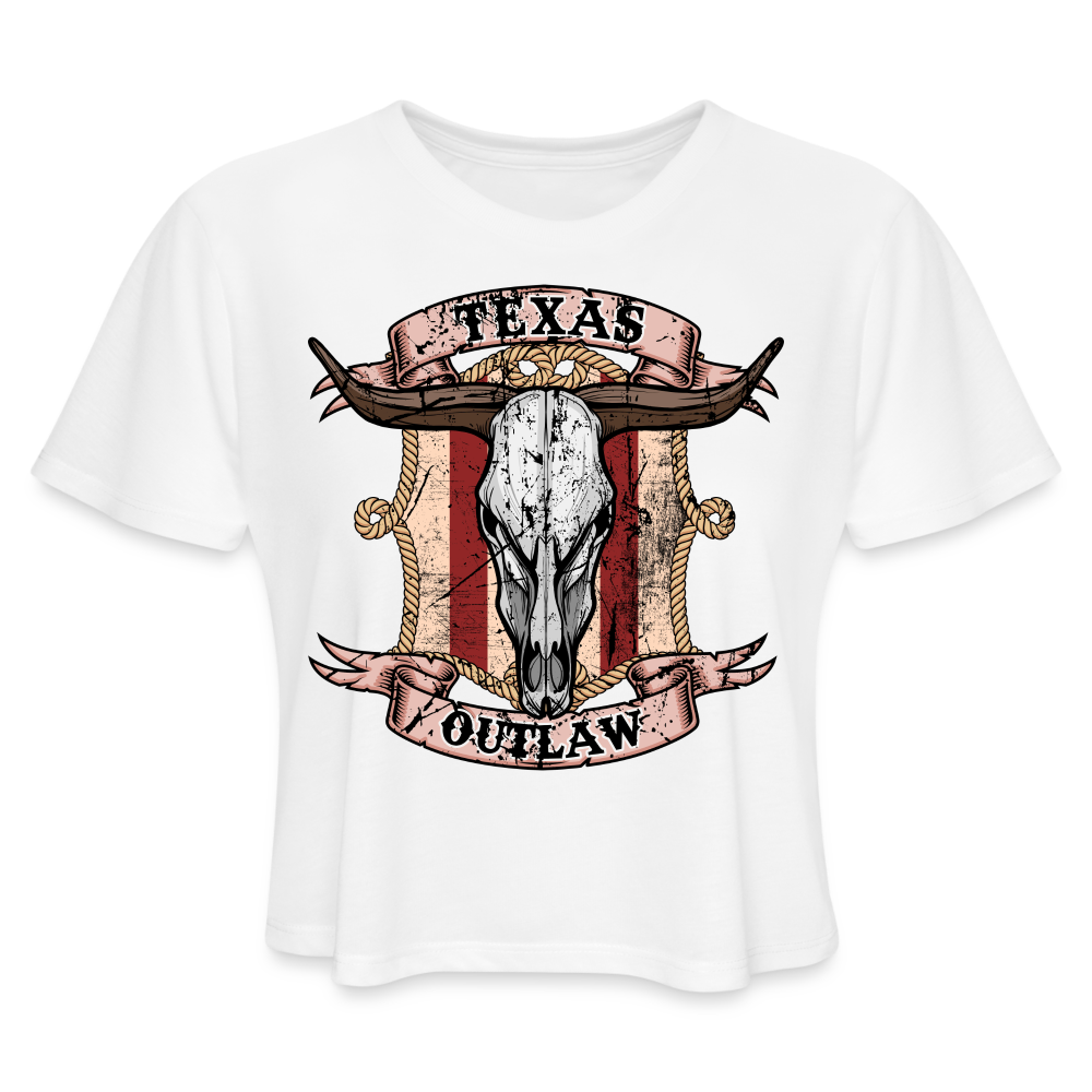 Texas Outlaw Women's Cropped T-Shirt - white