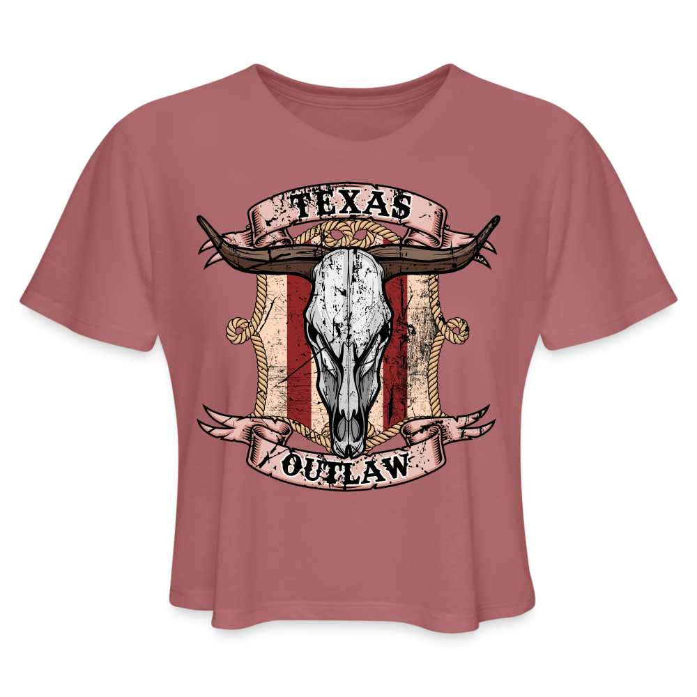 Texas Outlaw Women's Cropped T-Shirt - mauve