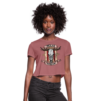 Texas Outlaw Women's Cropped T-Shirt - mauve
