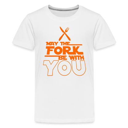 GU 'May the Fork' Youth Premium T-Shirt - white
