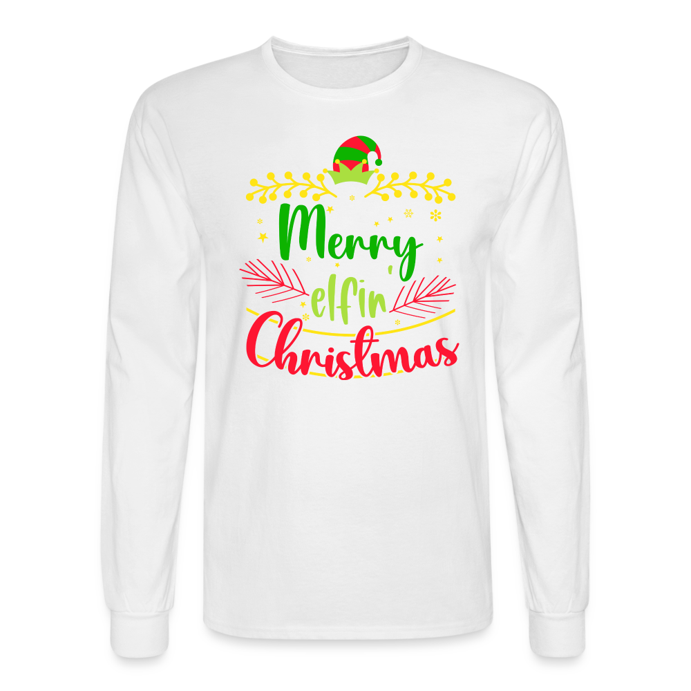 Adult 'Elfin' Christmas' Long Sleeve T-Shirt - white