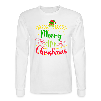 Adult 'Elfin' Christmas' Long Sleeve T-Shirt - white