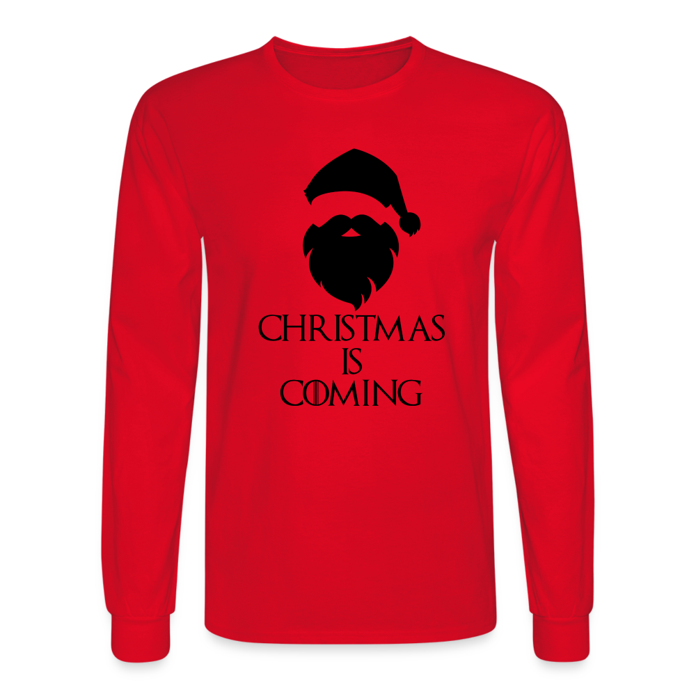Adult 'Christmas is Coming' Long Sleeve T-Shirt - red