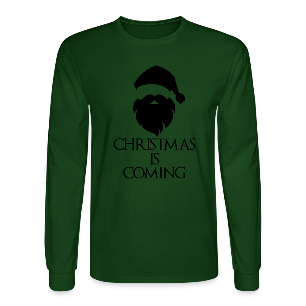 Adult 'Christmas is Coming' Long Sleeve T-Shirt - forest green