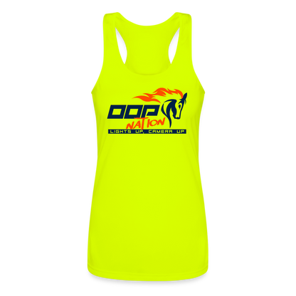 Oop Nation Women’s Performance Racerback Tank Top - neon yellow