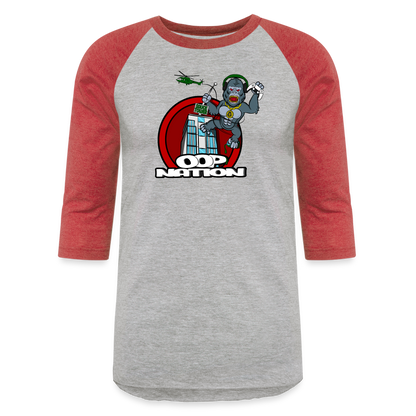 Adult Oop Nation Baseball T-Shirt - heather gray/red