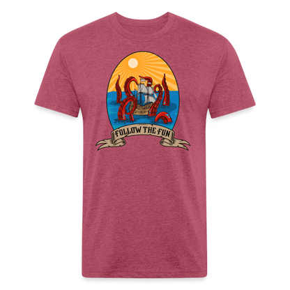 Adult Reid Likes Games 'Follow the Fun' Fitted T-Shirt - heather burgundy