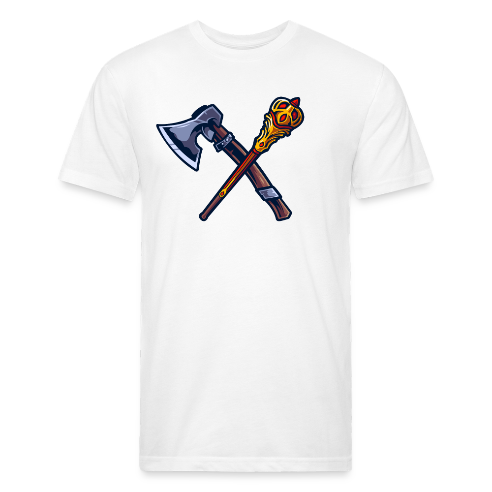 Adult Queen of Vikings 'Weapons of Choice' Fitted T-Shirt - white