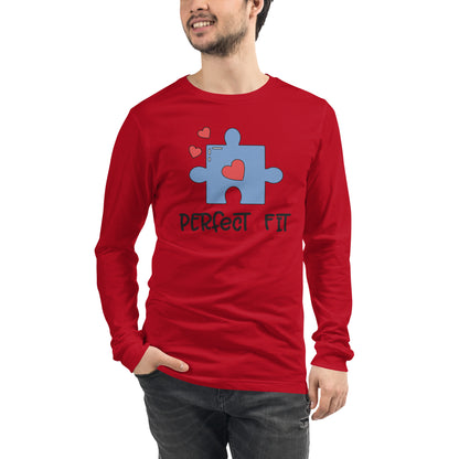 Adult 'Perfect Fit Blue Piece' Long Sleeve T-Shirt