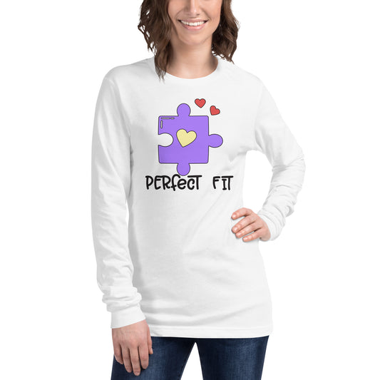 Adult 'Perfect Fit Purple Piece' Long Sleeve T-Shirt