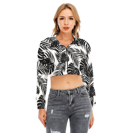 ItsLynxie Women's AOP Cropped Zip Lapel Sweatshirt