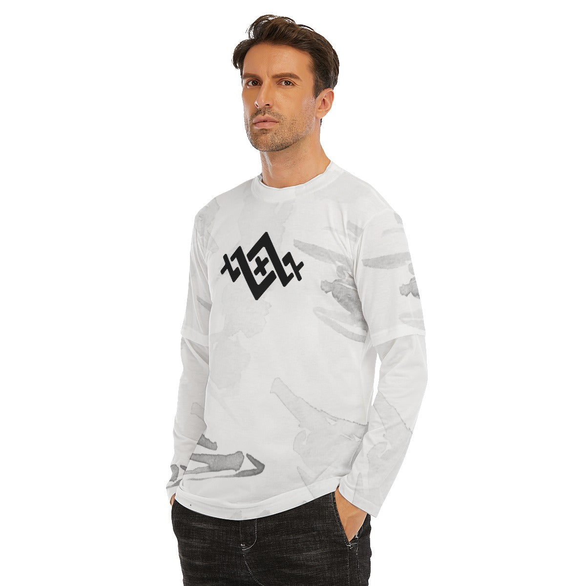Men's All Over Print Long Sleeve Illusion T-Shirt