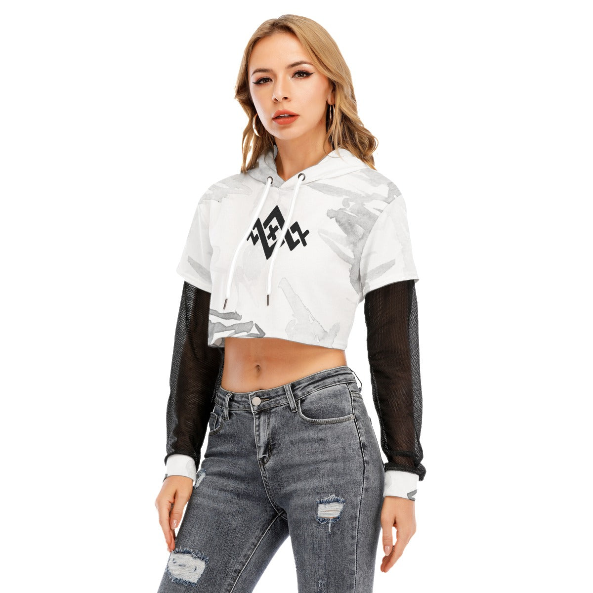 Women's All Over Print Cropped Illusion Hoodie