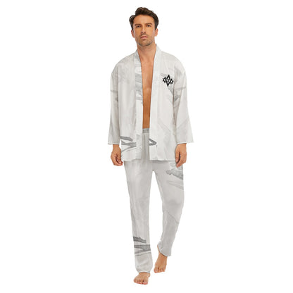 Men's All Over Print Imitation Silk Pajama Set