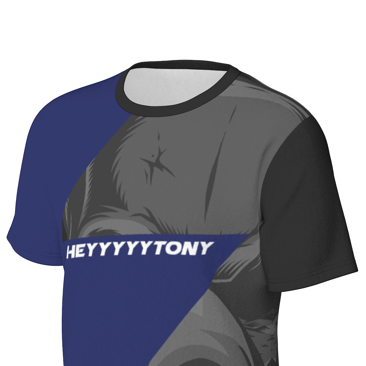Men's HeyyyyyTony 'Black and Blue' Cotton O-Neck T-Shirt