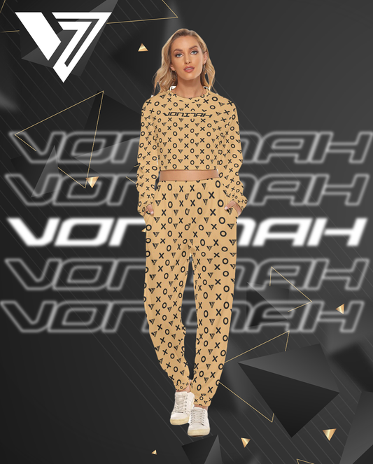 Vonitah Women's AOP Cropped Sweatsuit