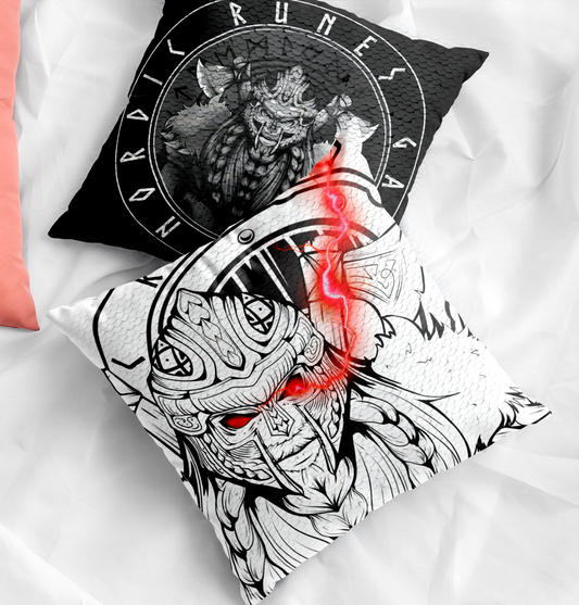 Nordic Runes Gaming Double Sided Sequin Pillow