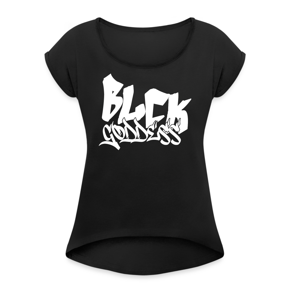 Blck Goddess Gamer Women's Roll Cuff T-Shirt - black