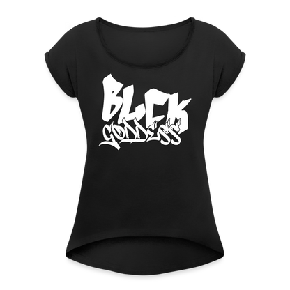 Blck Goddess Gamer Women's Roll Cuff T-Shirt - black
