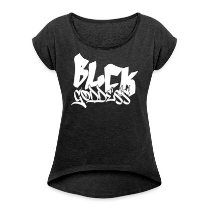 Blck Goddess Gamer Women's Roll Cuff T-Shirt - heather black
