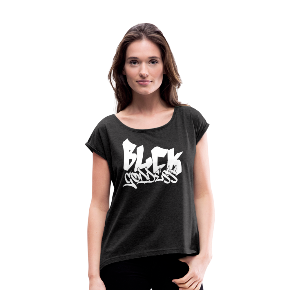 Blck Goddess Gamer Women's Roll Cuff T-Shirt - heather black