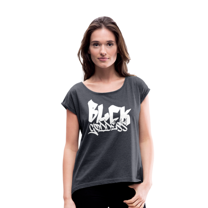 Blck Goddess Gamer Women's Roll Cuff T-Shirt - navy heather