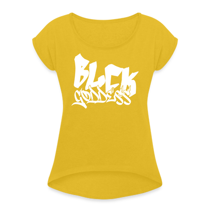 Blck Goddess Gamer Women's Roll Cuff T-Shirt - mustard yellow