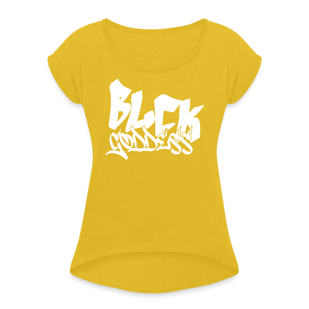Blck Goddess Gamer Women's Roll Cuff T-Shirt - mustard yellow
