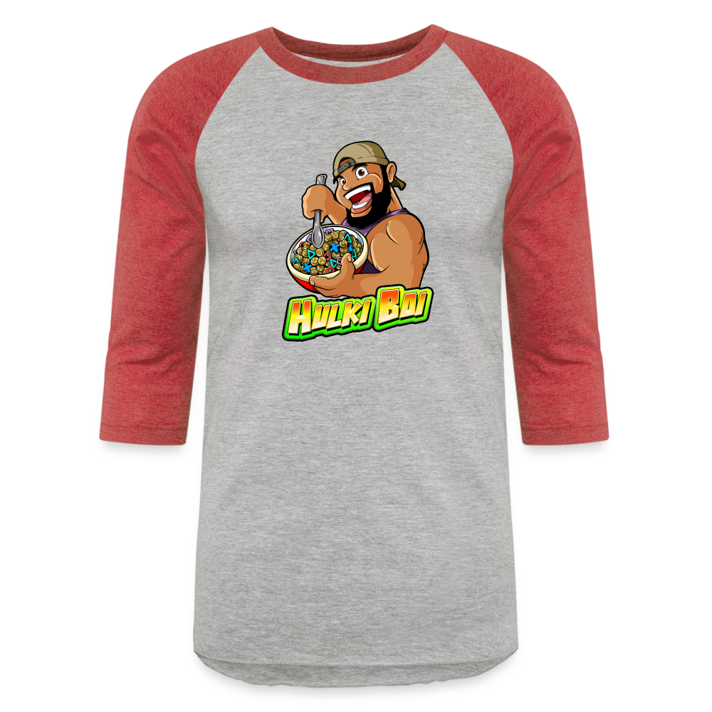 Hulki Boi Baseball T-Shirt - heather gray/red